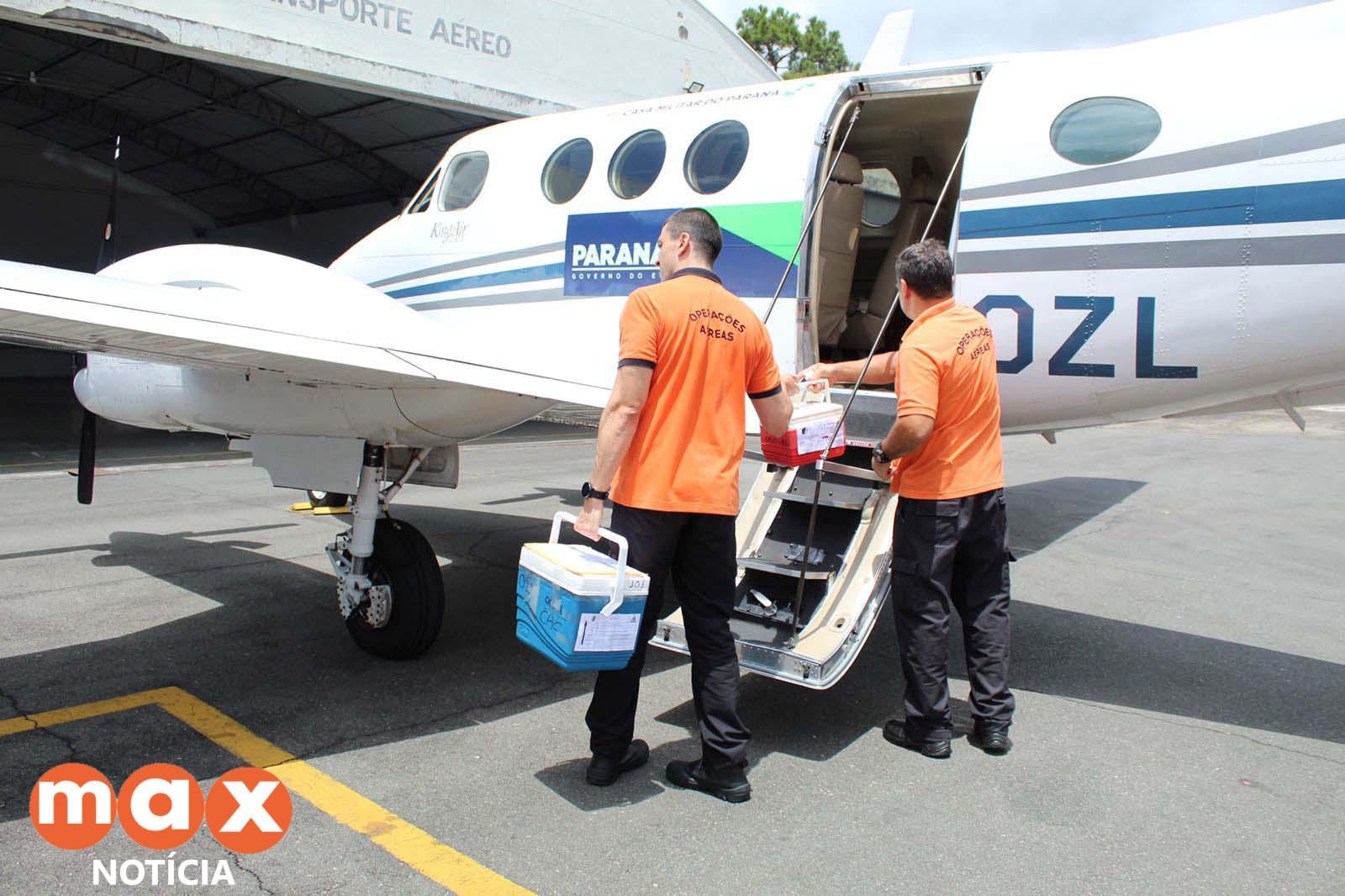 Com aeronave do Estado, órgãos são transportados do Interior para Curitiba e podem salvar até cinco vidas