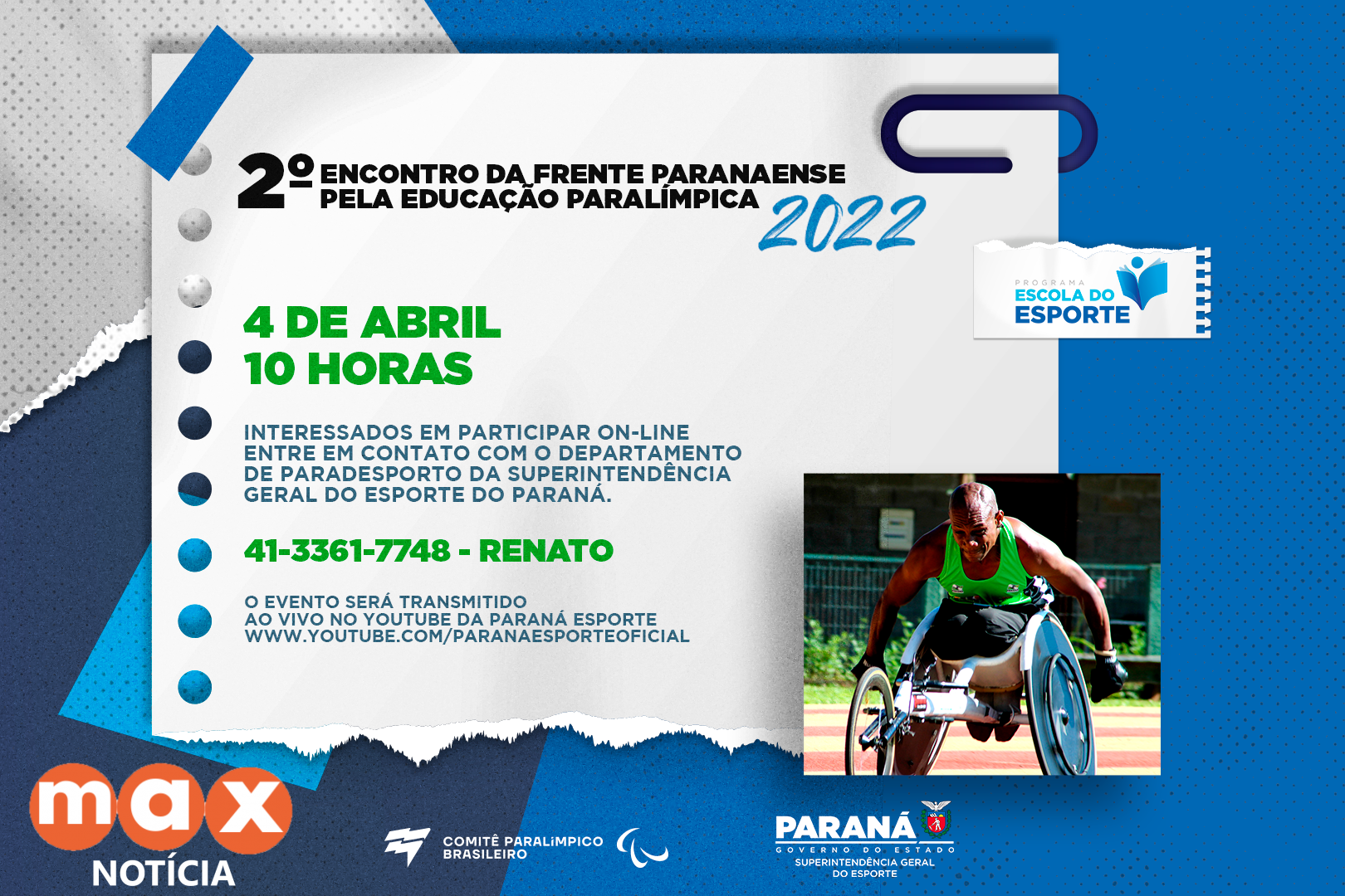 Esporte promove 2º Encontro da Frente Paranaense pela Educação Paralímpica em abril