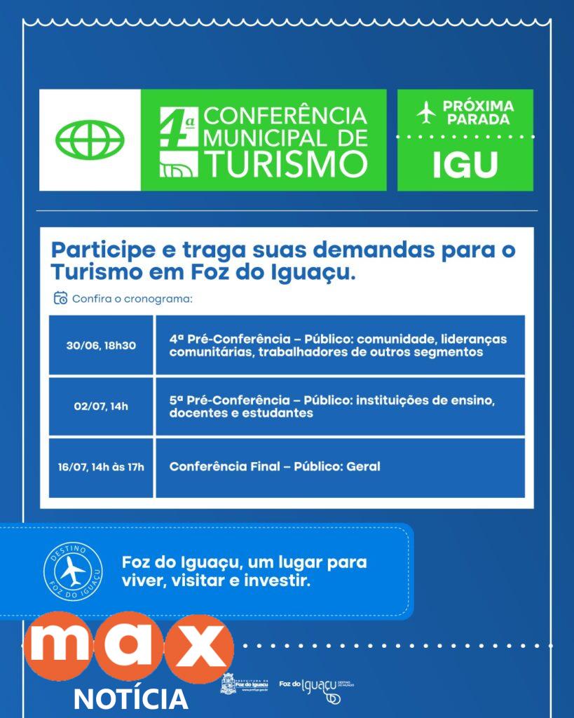 População está convidada a participar da 4ª pré-conferência de turismo, nesta quinta-feira (30)