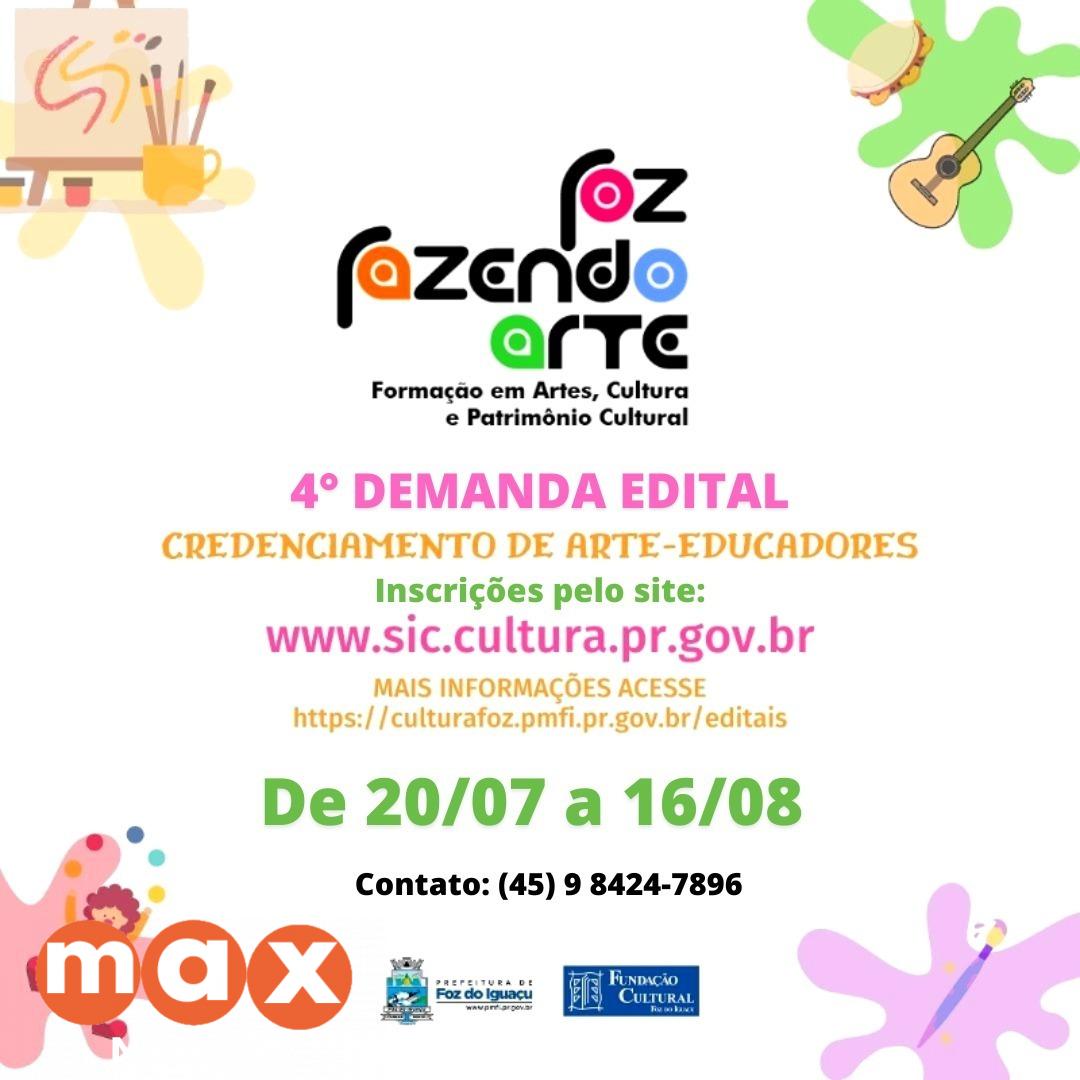 Fundação Cultural lança novo edital para a contratação de arte-educadores do projeto Foz Fazendo Arte
