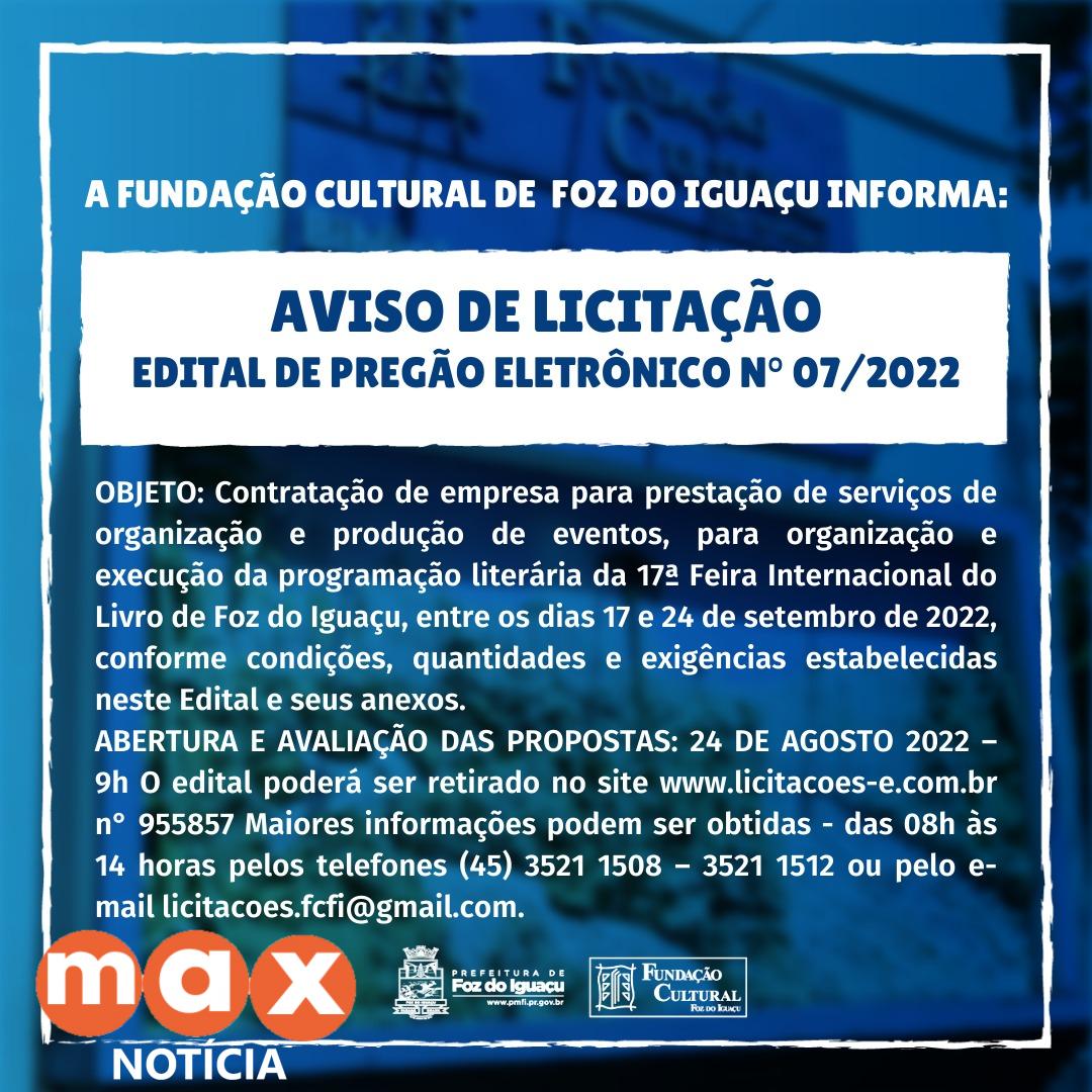 Fundação Cultural lança edital para contratação de empresa que irá organizar a 17ª Feira Internacional do Livro