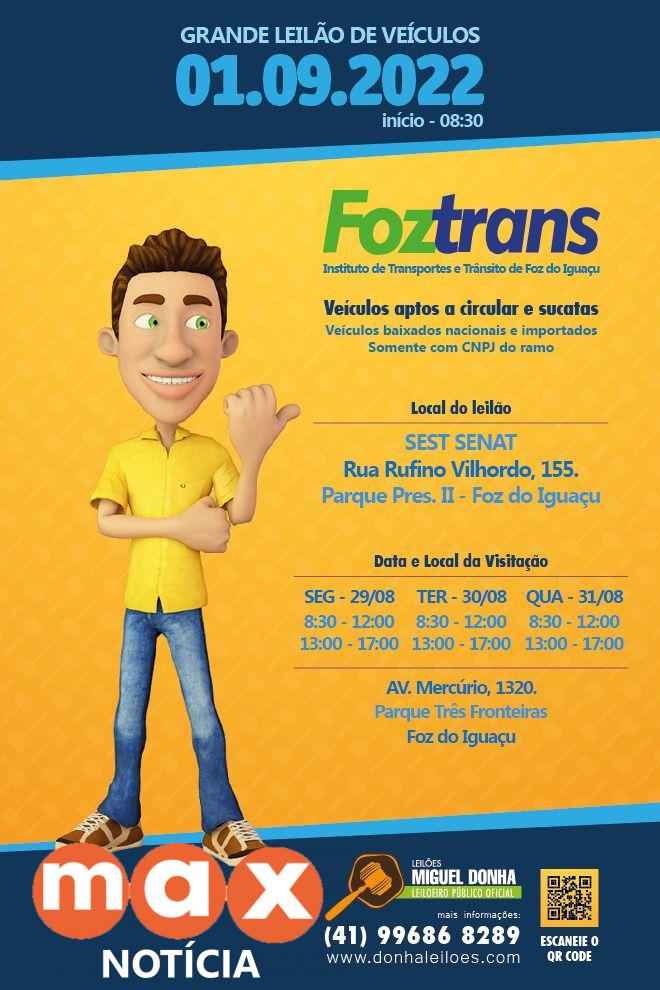 Foztrans realiza leilão de veículos no dia 1º de setembro
