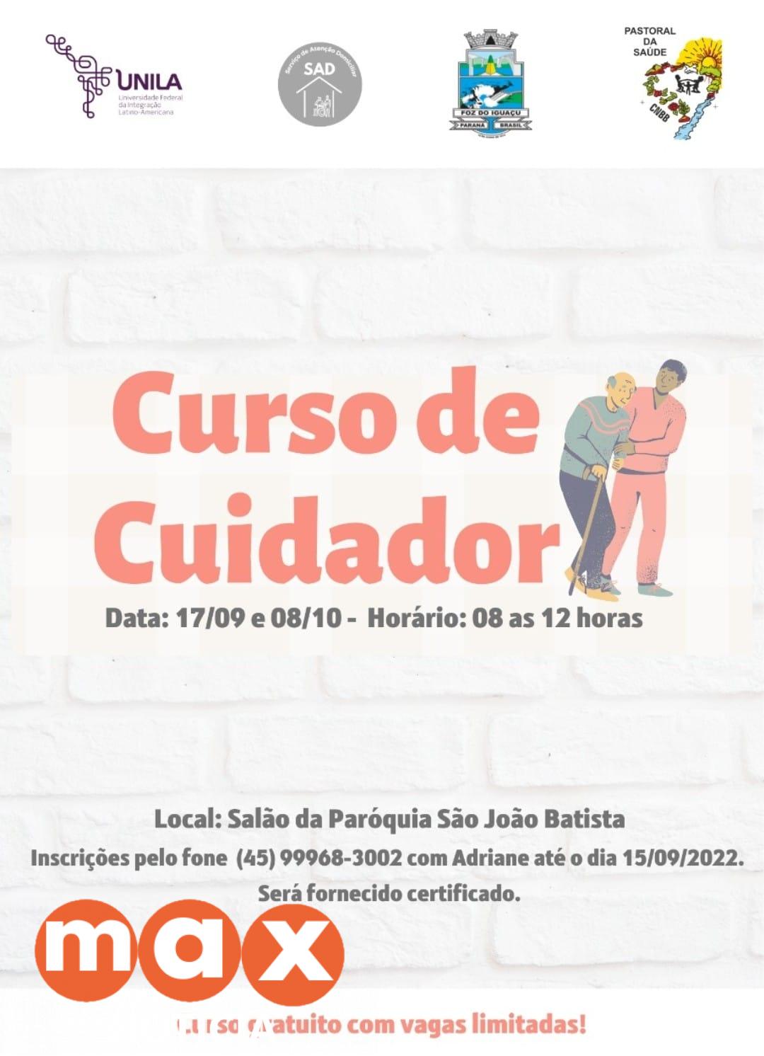 Continuam abertas as inscrições para o curso de cuidador de idoso