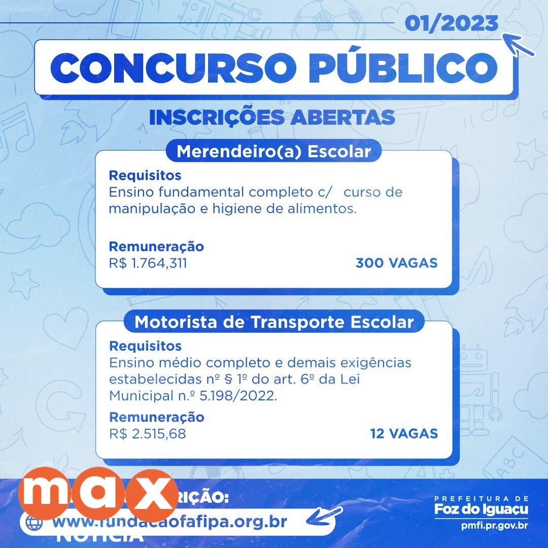 Prefeitura abre concurso para merendeiro(a) e motorista do transporte escolar