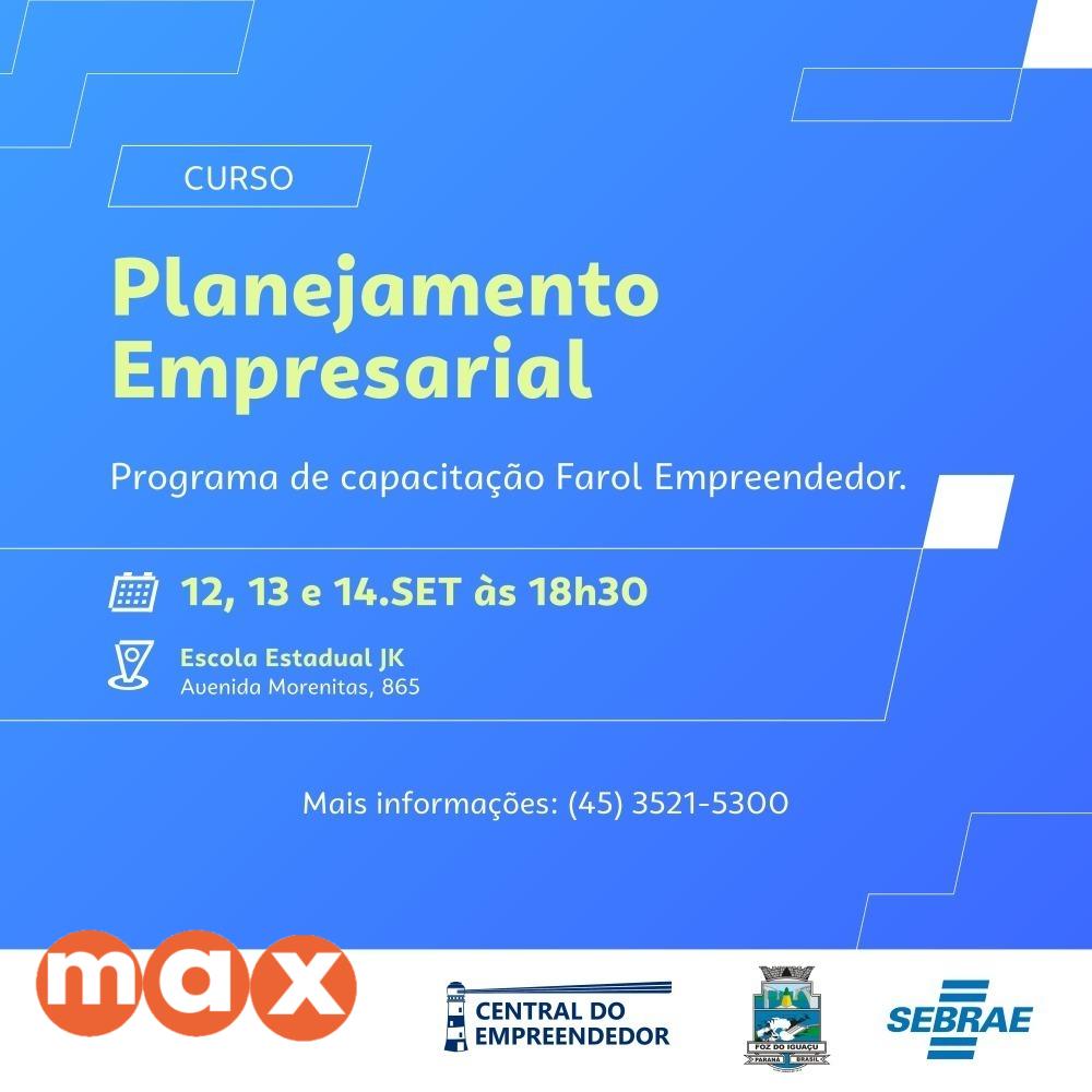 Capacitação gratuita sobre planejamento empresarial inicia nesta terça-feira (12)