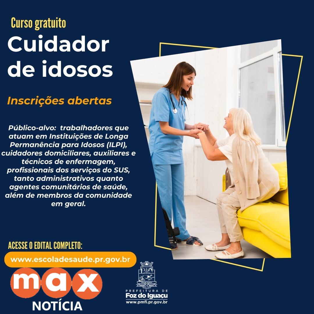 Curso gratuito de Formação para Cuidadores de Idosos está com inscrições abertas
