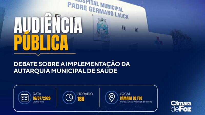 Audiência pública vai debater implementação da Autarquia Municipal de Saúde