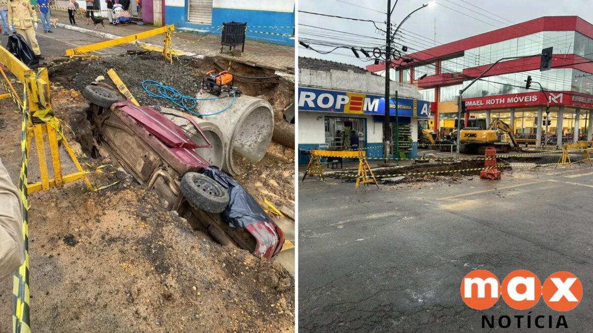 Motorista morre ao cair com carro em buraco de obra no PR