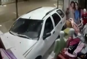 VÍDEO: motorista embriagado invade loja de roupas infantis no Paraná, destrói vitrine e foge a pé