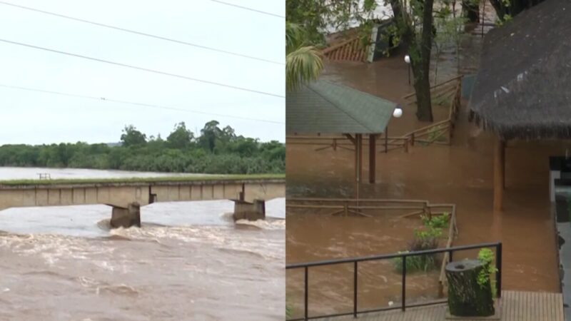 Chuva forte no PR faz rio subir 2 metros e alaga chácaras
