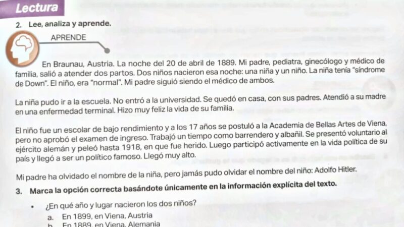 Livro escolar no Paraguai com menção a Adolf Hitler causa polêmica