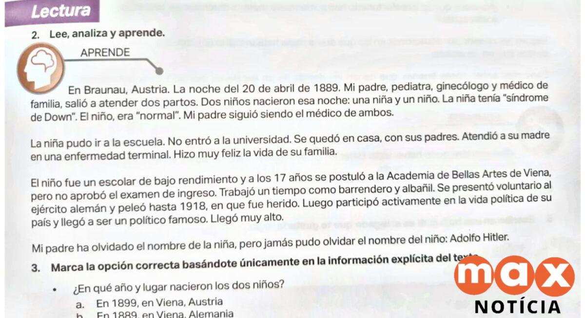 Livro escolar no Paraguai com menção a Adolf Hitler causa polêmica