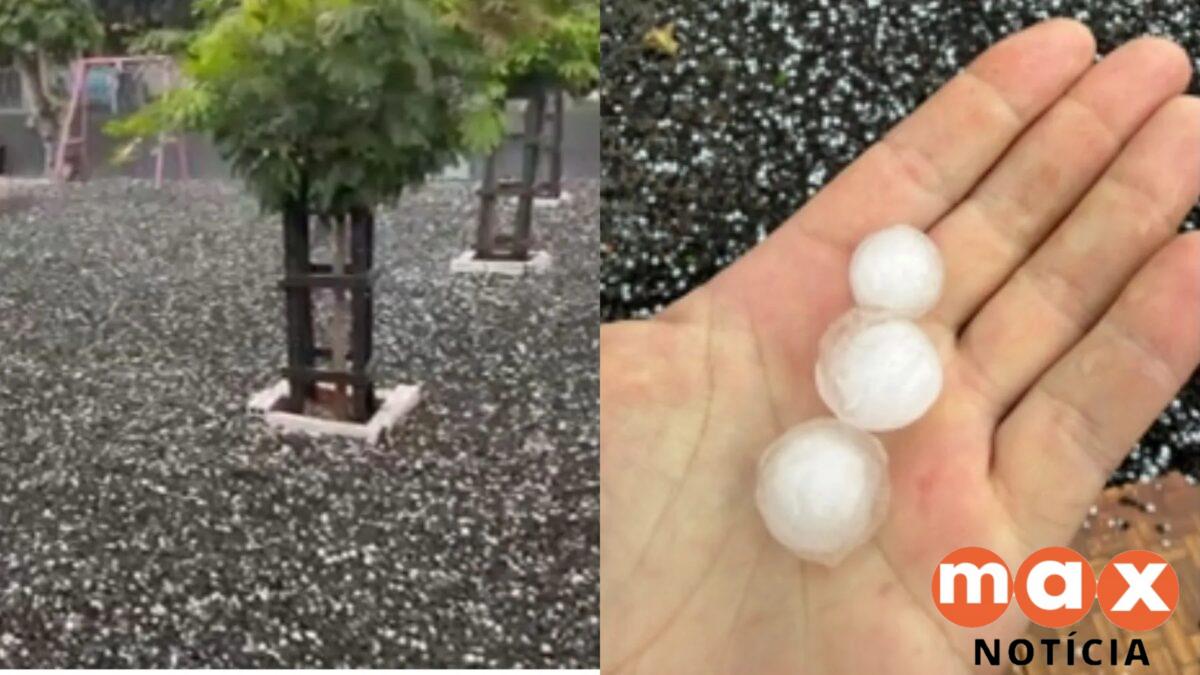 Temporal com granizo deixa quintais cobertos de gelo no PR
