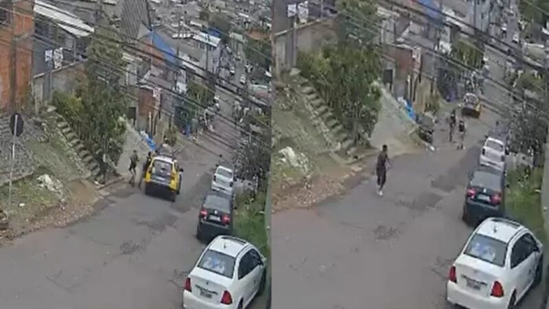Viatura da PM desce ladeira sozinha em abordagem em Curitiba